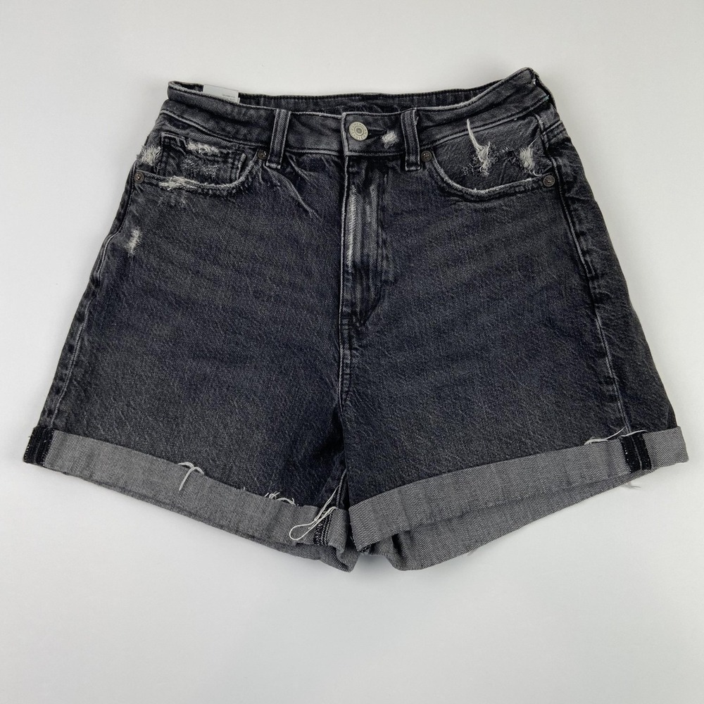 American Eagle Outfitters Relaxed Mom Shorts Womens 2 (24x3) Black Distressed